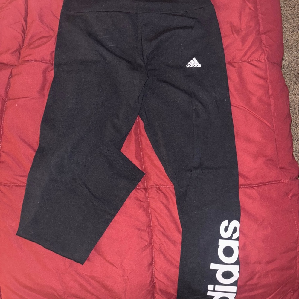 Adidas Kids Black Leggings with White Logo